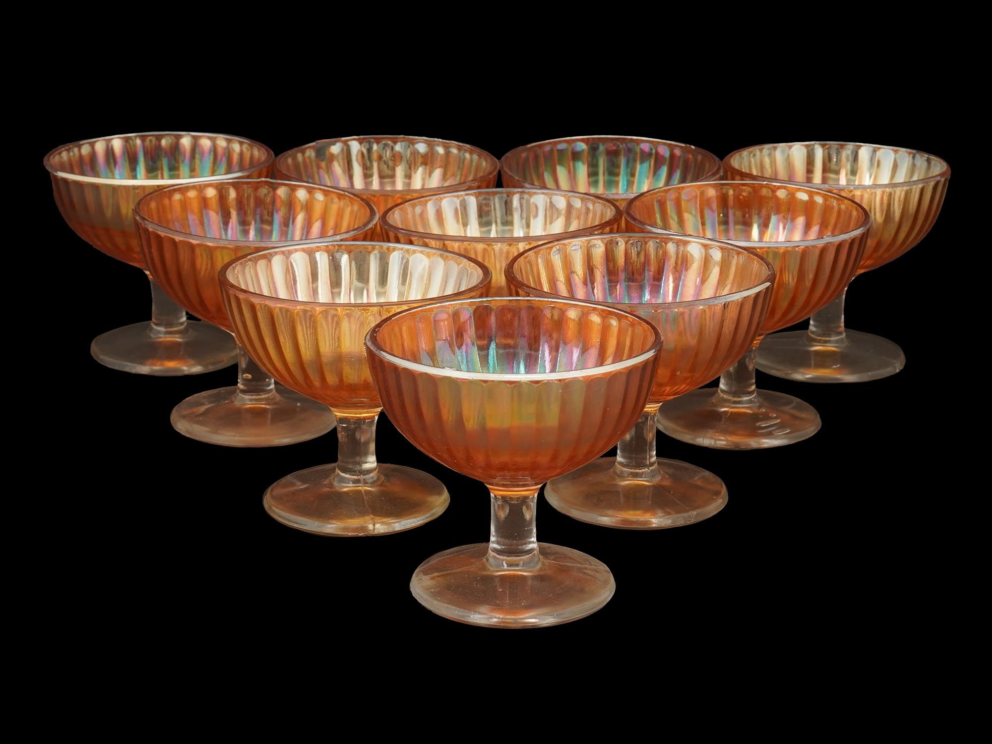ANTIQUE MARIGOLD CARNIVAL GLASS BOWLS GRAVY BOATS PIC-1